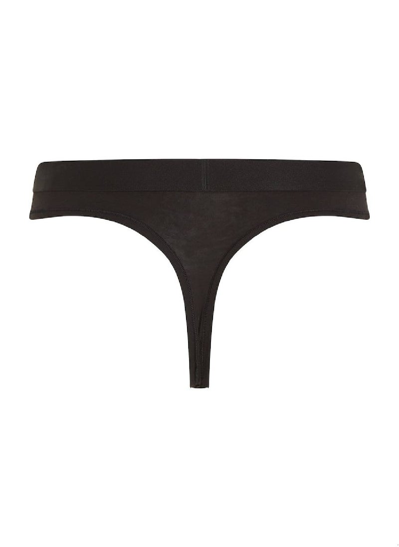 TOMMY HILFIGER Women's Original Logo Waistband Thong Underwear Bottoms, Black  - Image 4