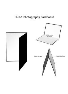 3-in-1 Photography Cardboard Paperboard Folding Photography Reflector Diffuser Board (Black + White + Silver) for Still Life Product Food Photo Shooting, A3 Size - pzsku/Z21E331E3B43EF2A7432FZ/45/_/1691983908/703bb6e1-8398-45e0-b2aa-66bc5486d9e0