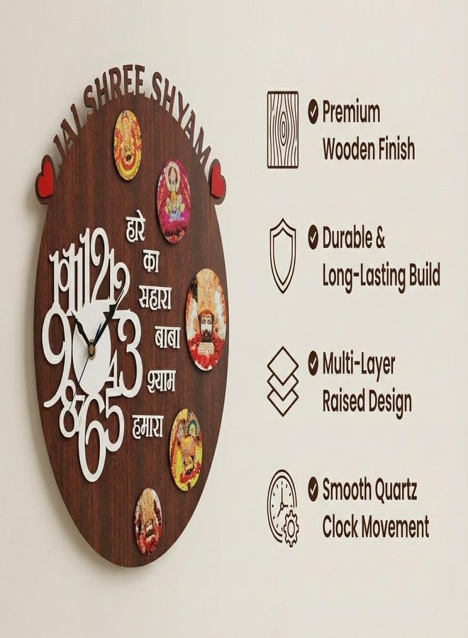 Artszila Khatu Shyam Ji Wooden Wall Clock | Decorative Wall Frame UV Print MDF | Silent Movement | Hall Living Room Pooja Room Mandir | 12 Inch | Spiritual Gift - Image 4