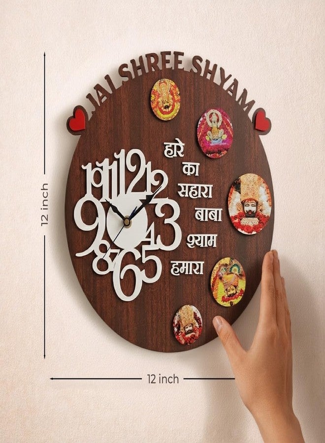 Artszila Khatu Shyam Ji Wooden Wall Clock | Decorative Wall Frame UV Print MDF | Silent Movement | Hall Living Room Pooja Room Mandir | 12 Inch | Spiritual Gift - Image 3