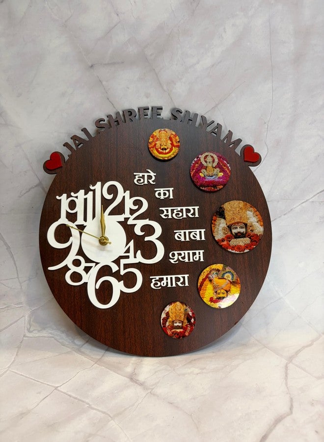 Artszila Khatu Shyam Ji Wooden Wall Clock | Decorative Wall Frame UV Print MDF | Silent Movement | Hall Living Room Pooja Room Mandir | 12 Inch | Spiritual Gift - Image 5