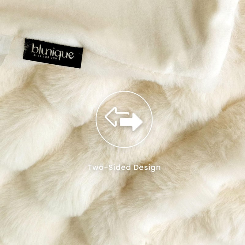blunique Ultra Soft Cozy Faux Fur Throw Blanket-Fuzzy Plush Thick Bubble Blanket  Valentines Day Gifts for Women  Fluffy Blanket for Couch  Bed  and Living Room  50x60 Inches  Cream White - Image 5