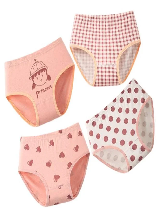 babyqlo Girls Cotton Princess Print Briefs Pack of 4