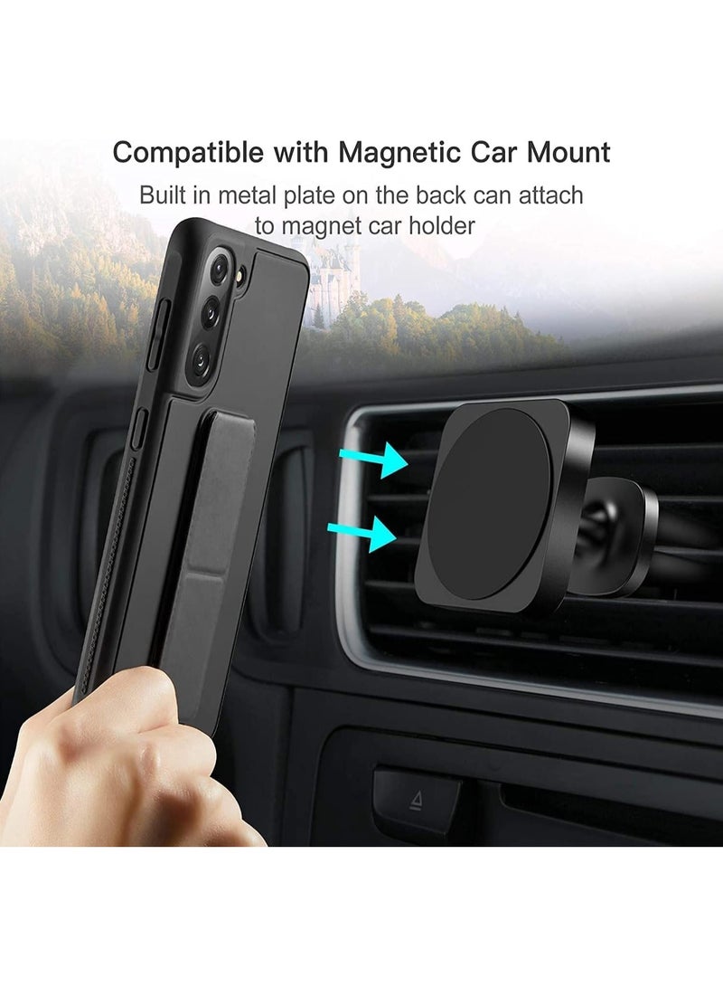 Denx Samsung Galaxy S25 Case Cover Magnetic Car Mount Kickstand & Holder, Premium Silicone Vertical & Horizontal Hand Strap and Grip with Multi Stand for Samsung Galaxy S25 (Black) - Image 5
