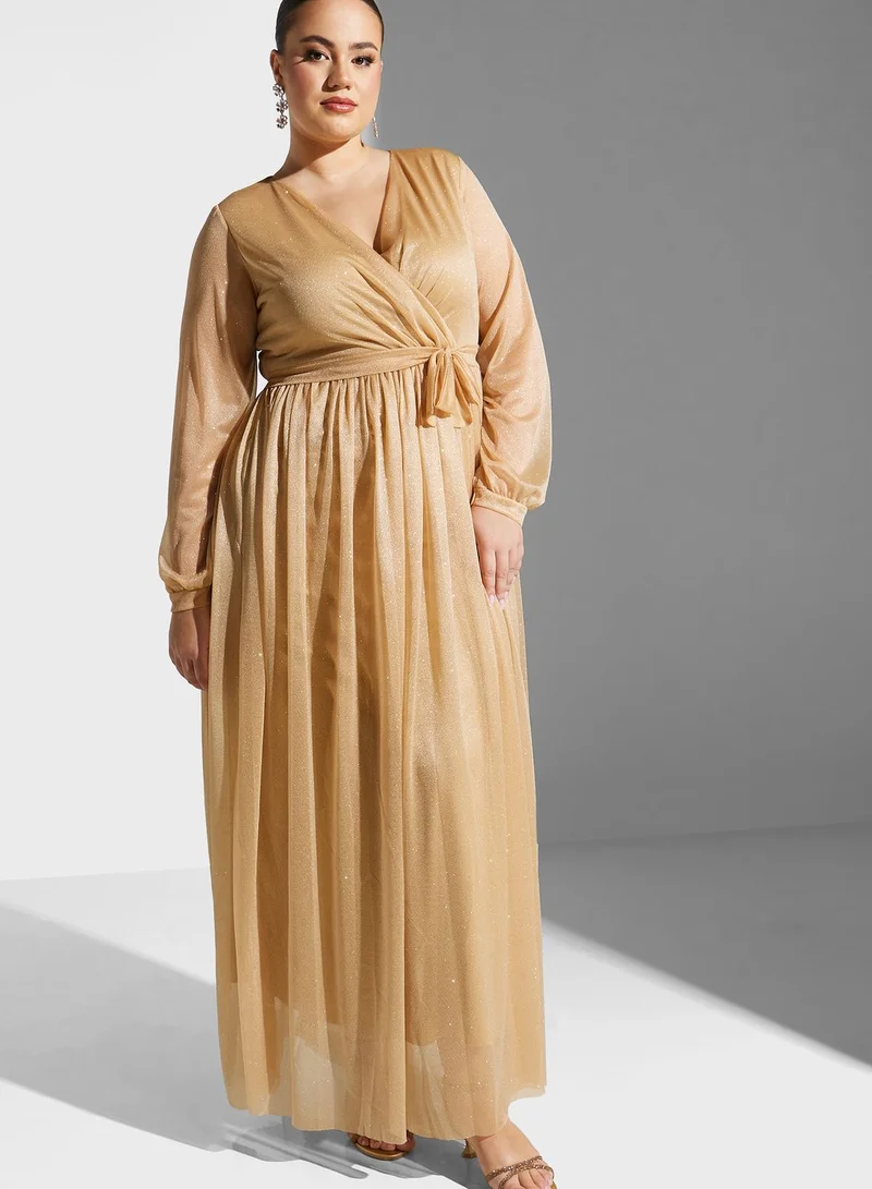 Khizana Plus size belted detail fit  flare dress