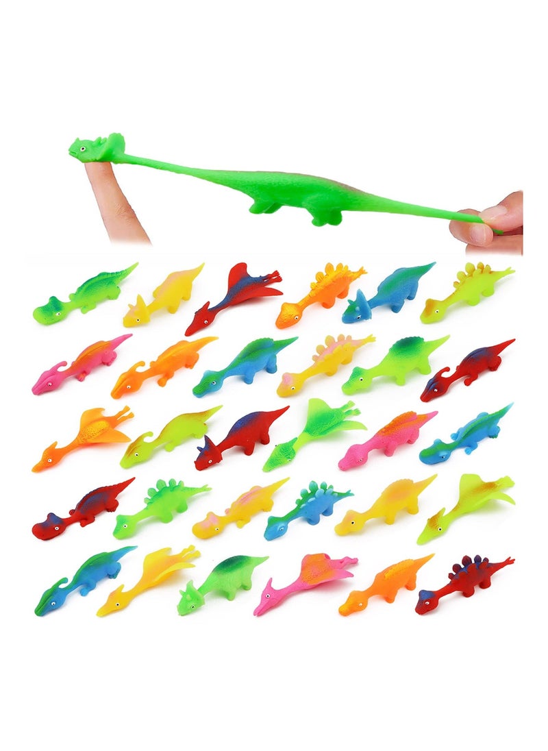 30 Pcs Slingshot Dinosaur Finger Toys, Catapult Toys Cute Shapes MultiColors Stretchy for Flying Games Birthdays and Party Favors - Image 1