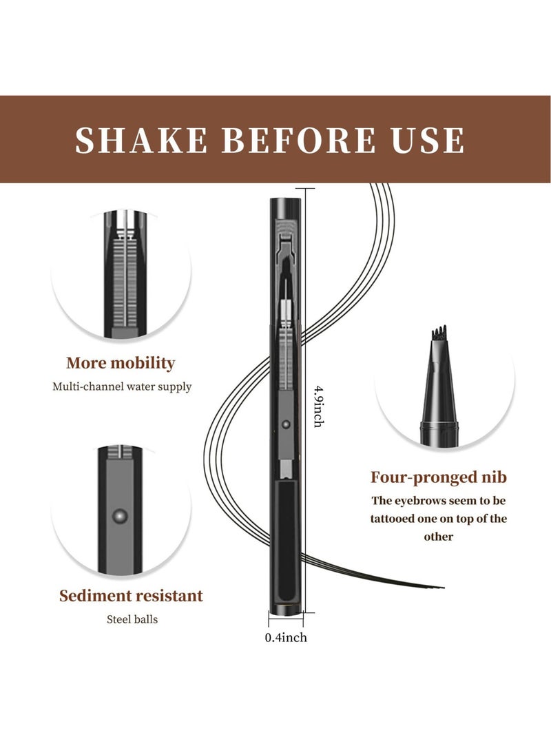 Dark Brown Eyebrow Pen, Precision Eyebrow Pencil Long Lasting Fine Four-Fork Liquid Eyebrow Pen, 4D Natural Wild Eyebrow Definer Pencils Makeup (Dark Brown)