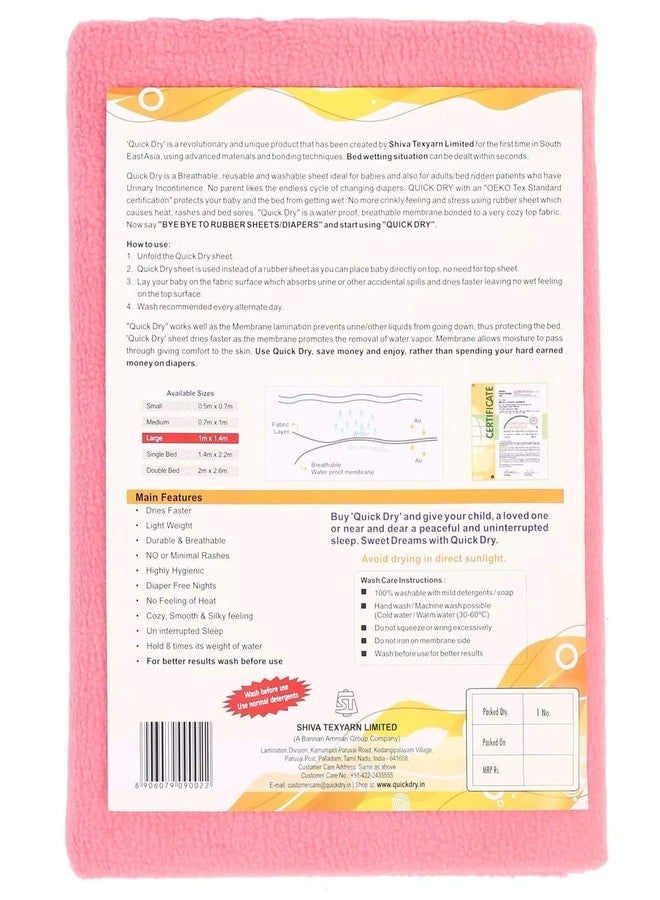 Quick Dry Baby Bed Protector (Medium, Salmon Rose) - Image 2