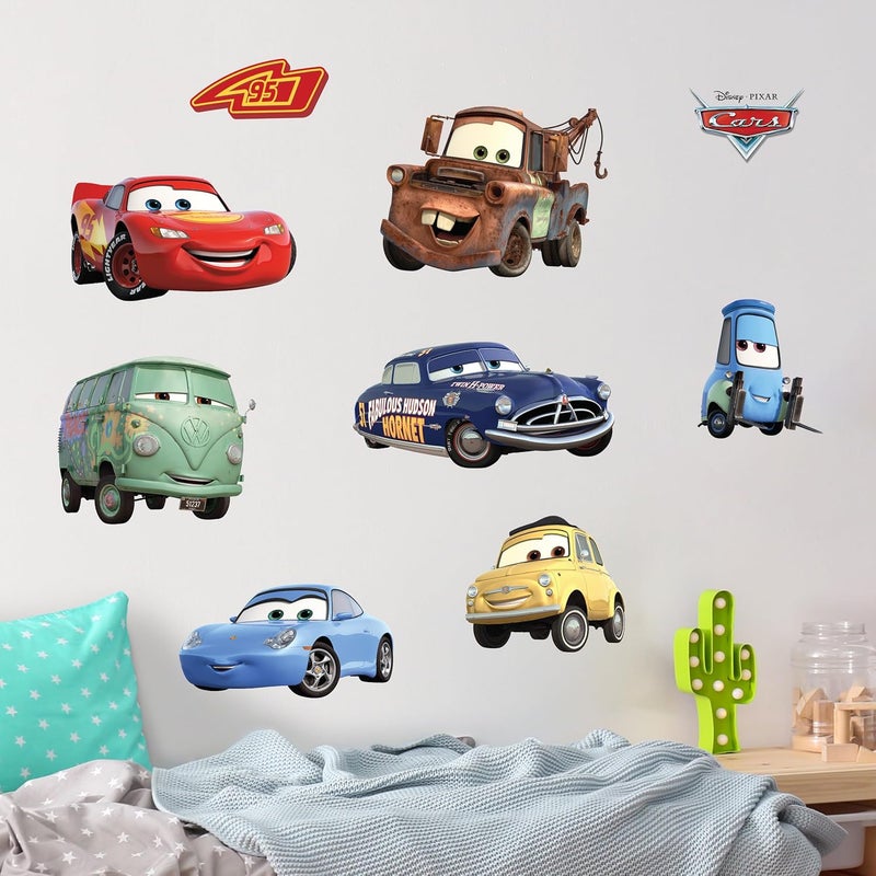 WALL PALZ Disney Pixar Cars Wall Decals  Lightning McQueen  Friends Vinyl Stickers for Bathroom Nursery Bedroom Decor  Peel and Stick Room Decorations - Image 1