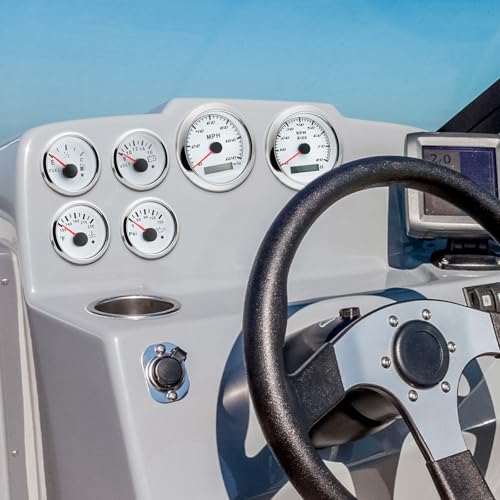 ARTILAURA 6 Gauge Set 3-3/8" 85mm GPS Speedometer, Tachometer, 2-1/16" Fuel Level, Water Temperature, Oil Pressure, Volt 7 Color AUTO Boat Gauges Kit for Marine Truck Car (White) - Image 4
