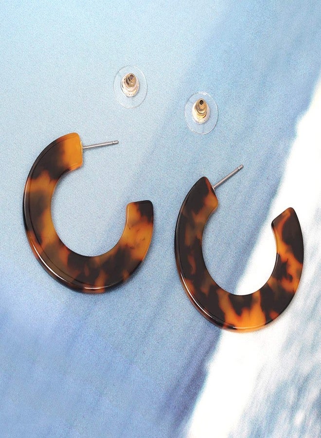 HSWE Leopard Hoop Earrings for Women Tortoise Shell Earrings Acrylic Earrings Resin Earring (Tortoise Shell) - Image 5
