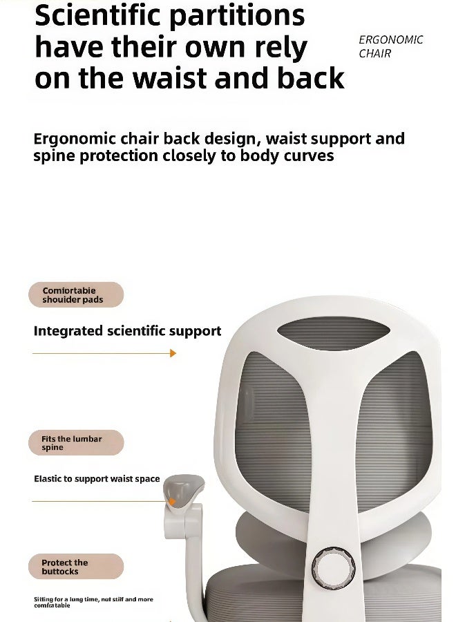 MLADEN Ergonomic Kids Desk Chair, Study Chair for Boys Girls with Height Adjustable, Swivel Mesh Task Student Chairs, Independently Adjustable Lumbar Support, Growing Teen Office Chair for Home/School/Office (Grey) - Image 4