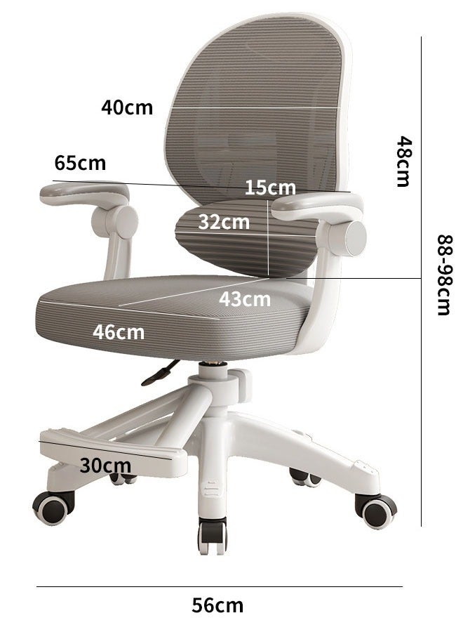 MLADEN Ergonomic Kids Desk Chair, Study Chair for Boys Girls with Height Adjustable, Swivel Mesh Task Student Chairs, Independently Adjustable Lumbar Support, Growing Teen Office Chair for Home/School/Office (Grey) - Image 2