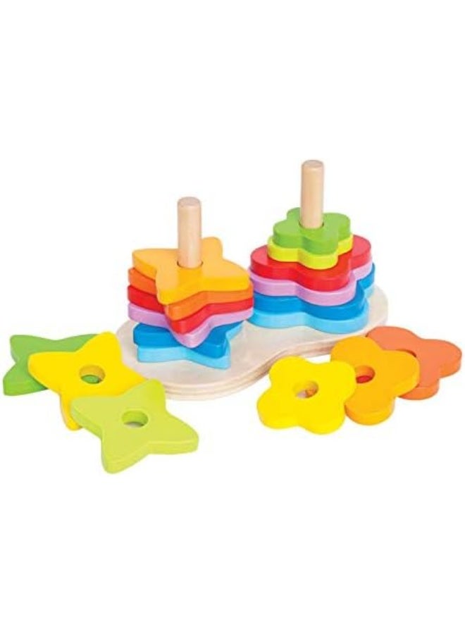 Hape Double Rainbow Stacker | Wooden Stacking & Sorting Block Building Toy For Kids - Image 2