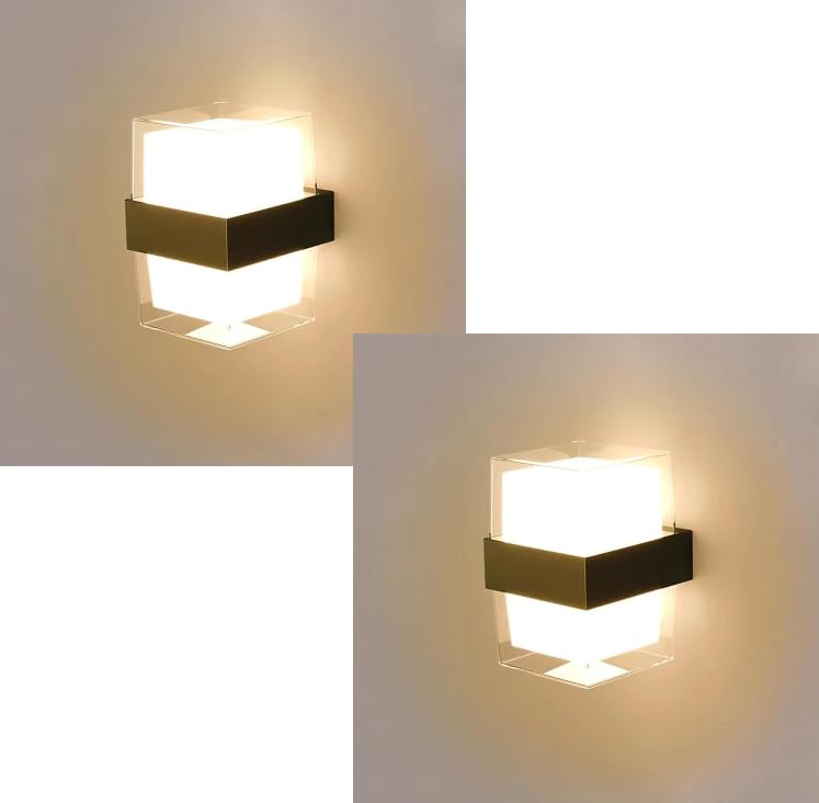 LIODOR 10W Up & Down Outdoor Wall Lamp (Pack of 2) | Waterproof Warm White Wallchiere Lights | PC Body | Modern Exterior Lighting for Balcony, Garden, Home Entrance - Image 1