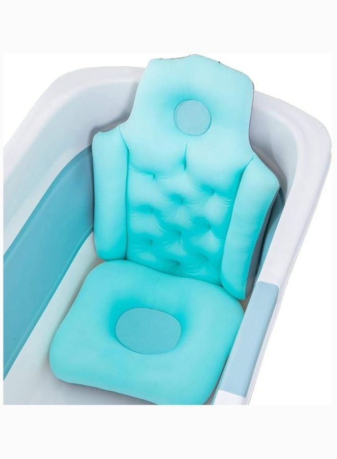 ليمرا وسادة حمام قابلة للطي للبالغين، وسادة مقعد لحوض الاستحمام للبالغين، وسادة حوض استحمام مريحة، وسادة حمام لدعم الرقبة والرأس والكتفين بمشبك تثبيت يمكن تعليقها ازرق - Image 1