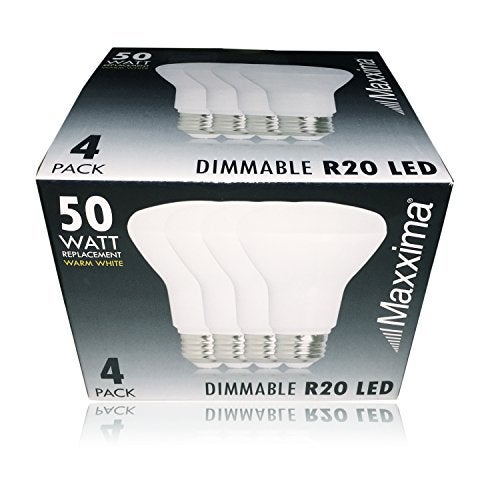Maxxima LED BR20 Bulbs - 50 Watt Equivalent Dimmable 7 Watt Warm White 3000K R20 Light Bulb 600 Lumens, Featuring an E26 Base, Ideal for Track or Recessed Lighting - 4 Pack - Image 4