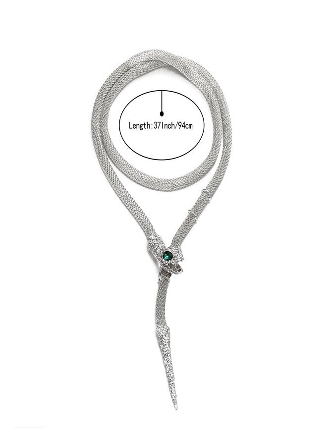 بريلوف قلادة تشوكر مرنة على شكل ثعبان من بريلوف، بتصميم قوطي بانك، مثالية للأزياء التنكرية، مرصعة بأحجار الراين اللامعة، سلسلة خصر قابلة للتعديل، مجوهرات نسائية، إكسسوارات حفلات، لون فضي شفاف - Image 5