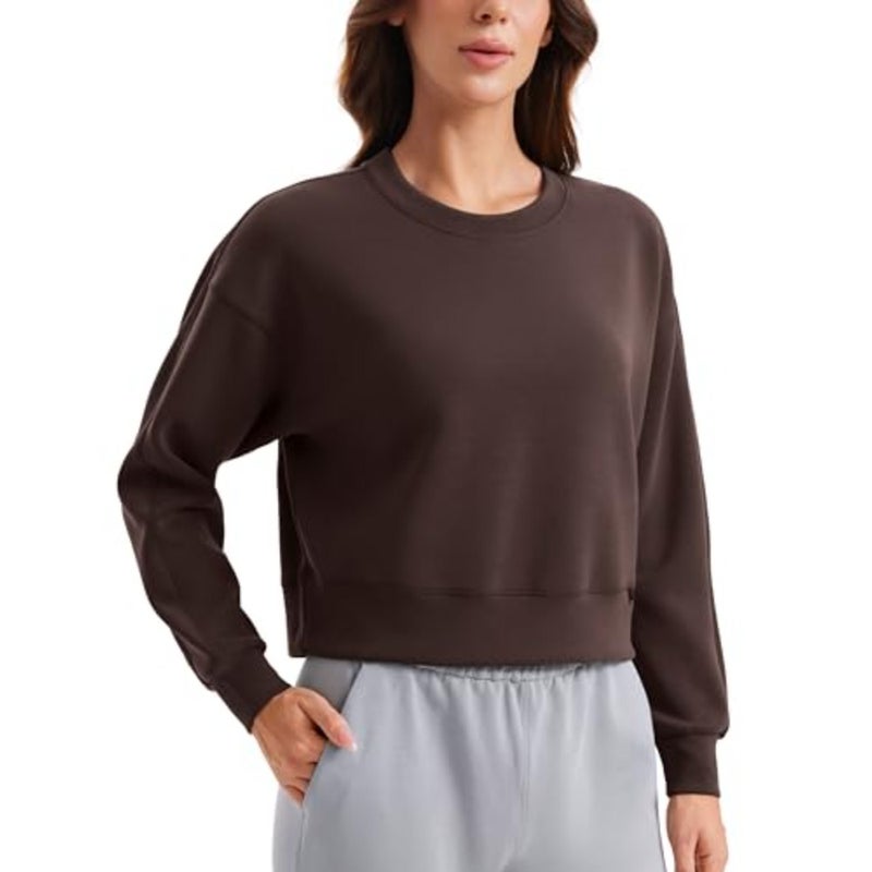 Womens SoftAura Crewneck Sweatshirt Long Sleeve Workout Casual Pullover Tops Basic Fall Sweatshirts - Image 1
