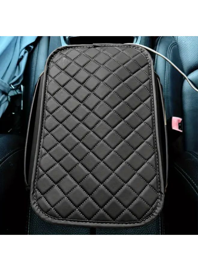 Universal Black Faux Leather Car Armrest Cover With Storage Pocket And Extended Length - Image 3
