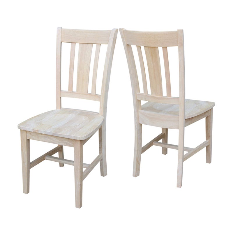 IC INTERNATIONAL CONCEPTS Set of Two San Remo Slat Back Dining Chairs Unfinished