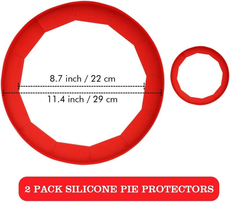 Antenda Adjustable Silicone Pie Crust Shields - Baking Protectors Cover Ring Fits 8-11.4 Inch Pies - Image 3