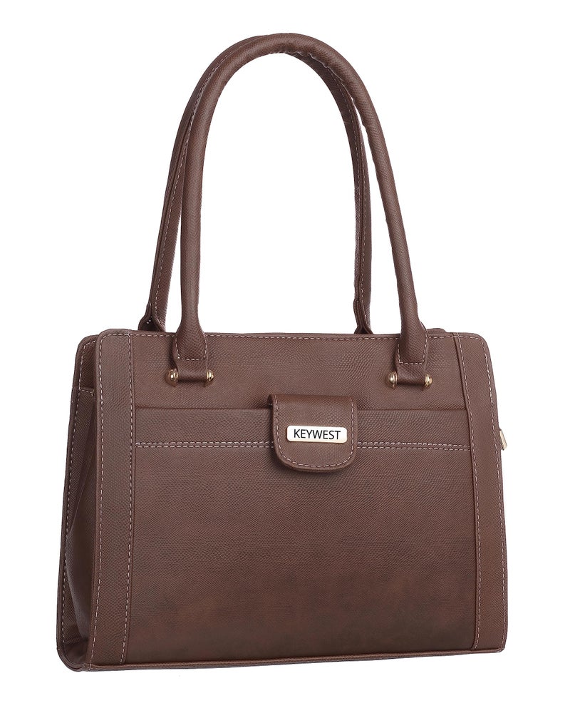 Keywest Women's Britney Satchel Tote Handbag for Women | Ladies purse | Stylish Shoulder Bag | Gift For Woman | Brown - Image 1