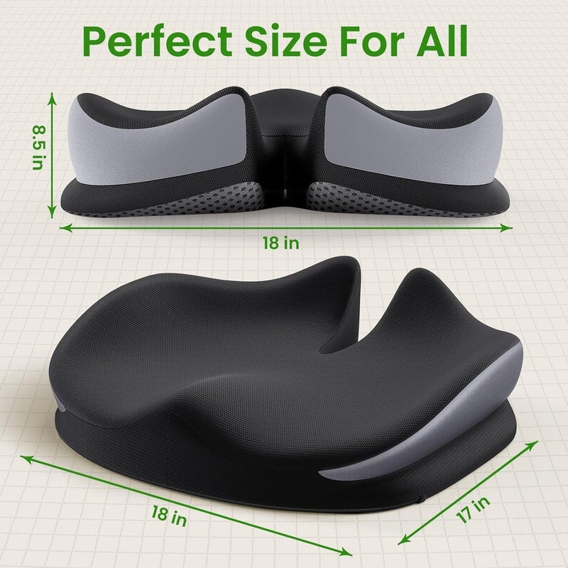 Large Seat Cushion for Office Chair, Memory Foam Cushion for Back Support, Non-Slip Chair Cushion for Office Desk, Car Seat and Wheelchair - Image 3
