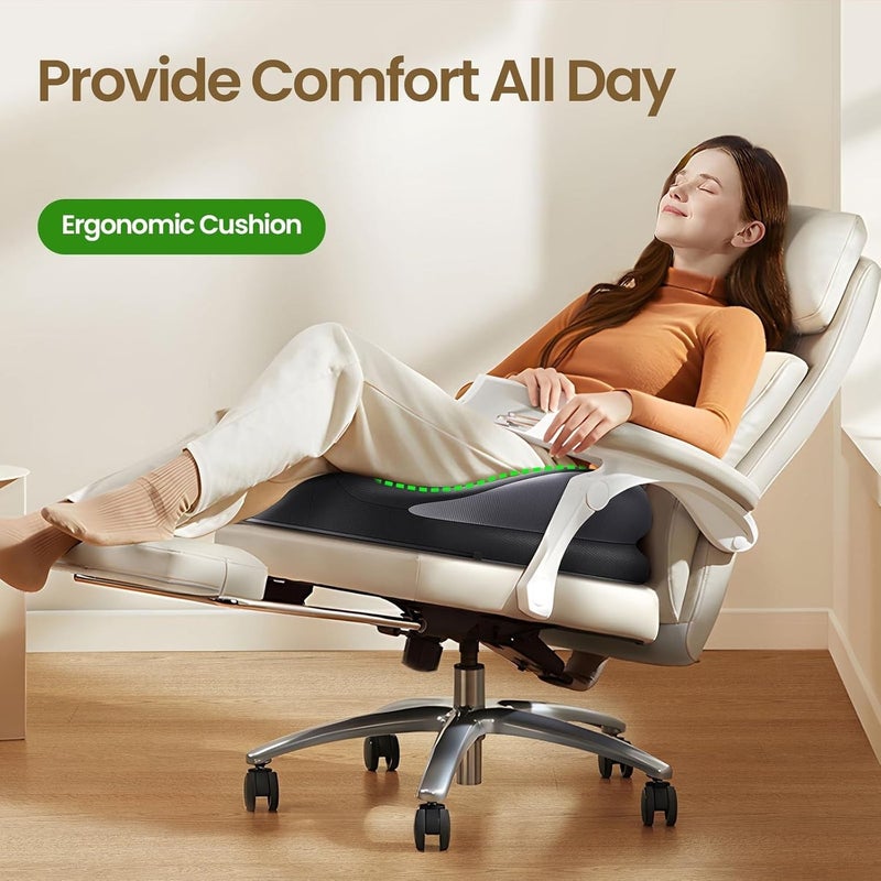 Large Seat Cushion for Office Chair, Memory Foam Cushion for Back Support, Non-Slip Chair Cushion for Office Desk, Car Seat and Wheelchair - Image 4
