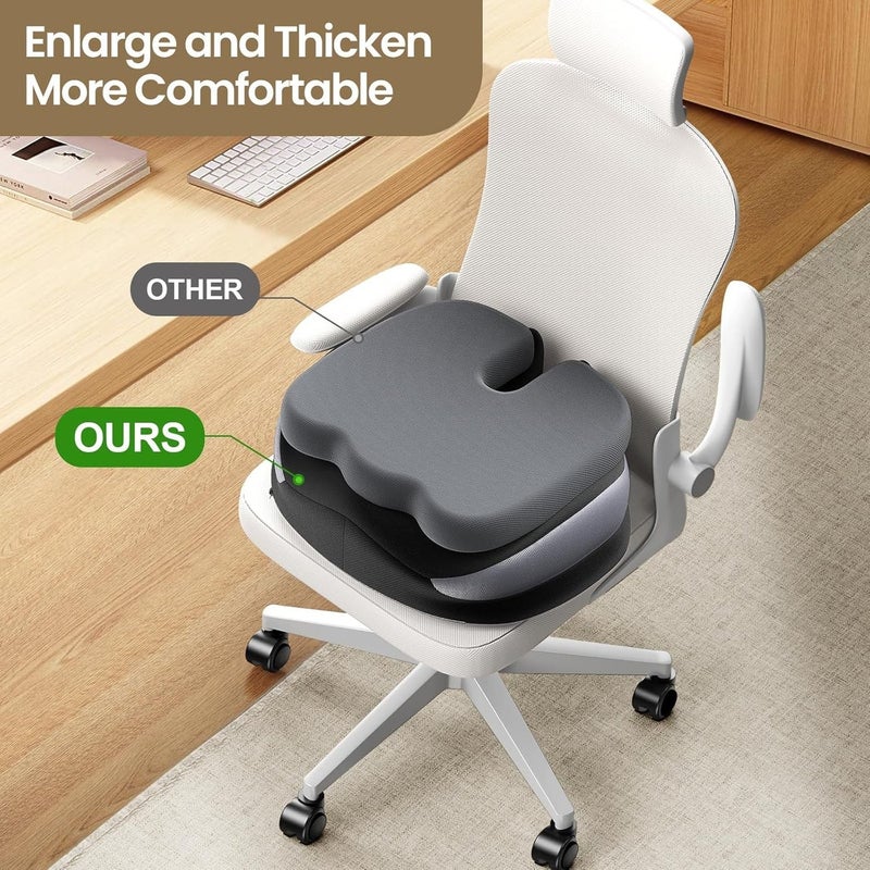 Large Seat Cushion for Office Chair, Memory Foam Cushion for Back Support, Non-Slip Chair Cushion for Office Desk, Car Seat and Wheelchair - Image 2