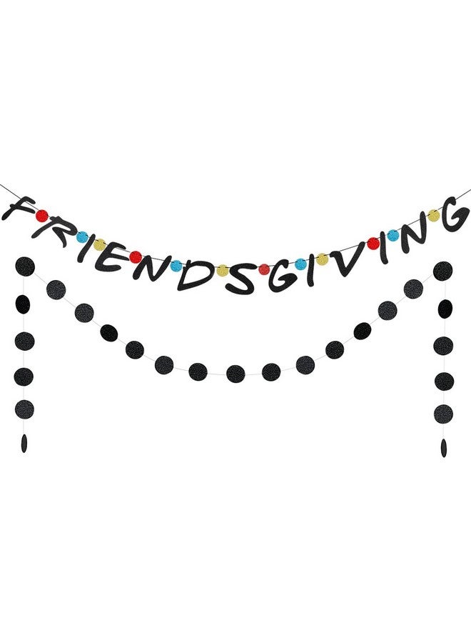 LeeSky Friendsgiving Black Glitter Sign - Happy Friendsgiving Party Banner for Decorating Home Office Fireplace Mantle - Image 1