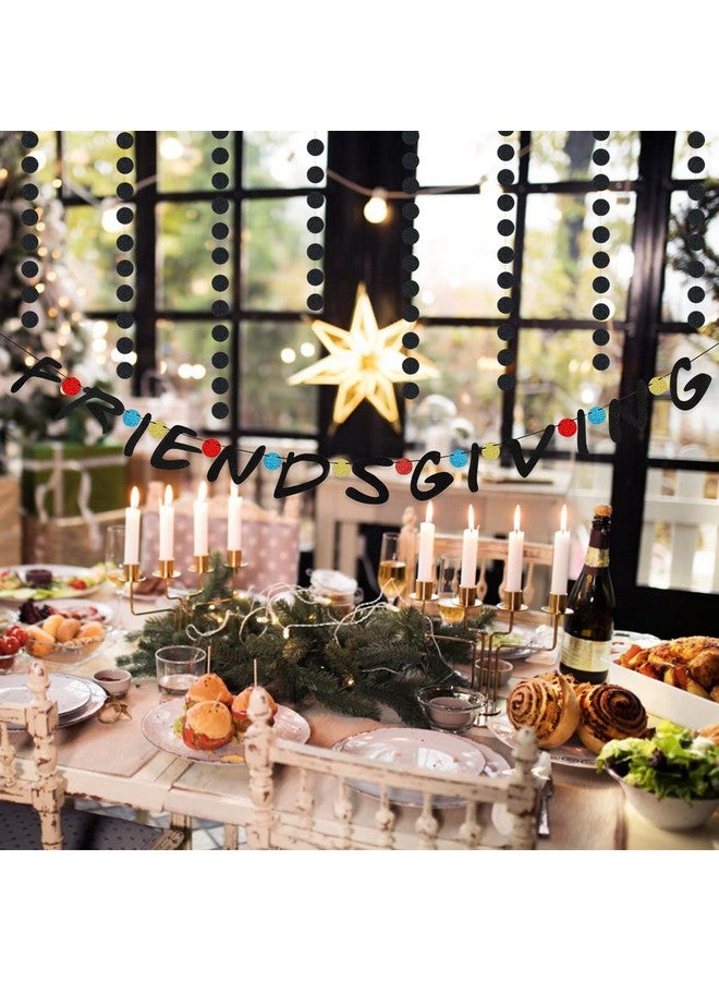 LeeSky Friendsgiving Black Glitter Sign - Happy Friendsgiving Party Banner for Decorating Home Office Fireplace Mantle - Image 2