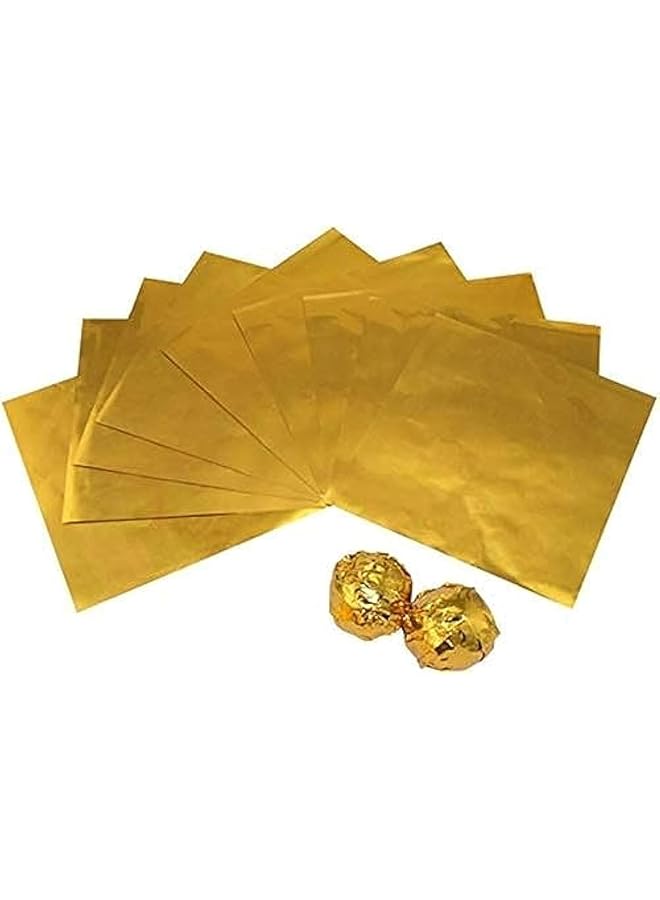 200 pcs Chocolate Wrappers Square Aluminium Foil Candy Wrappers Sugar Wraps Paper for DIY Candies and Chocolate Packaging by Party/Wedding/Birthday/Chrismas Accessories (Gold)