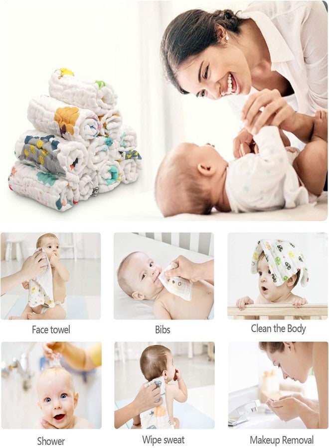 ZILDERO Pack of 6 Baby Face Towel Baby Burp Cloth Muslin Washcloth Natural Handkerchief Reusable Wipes Wash Mitts Organic Face Towels for Newborn Baby Sensitive Skin (25 x 25 CM) - Image 3