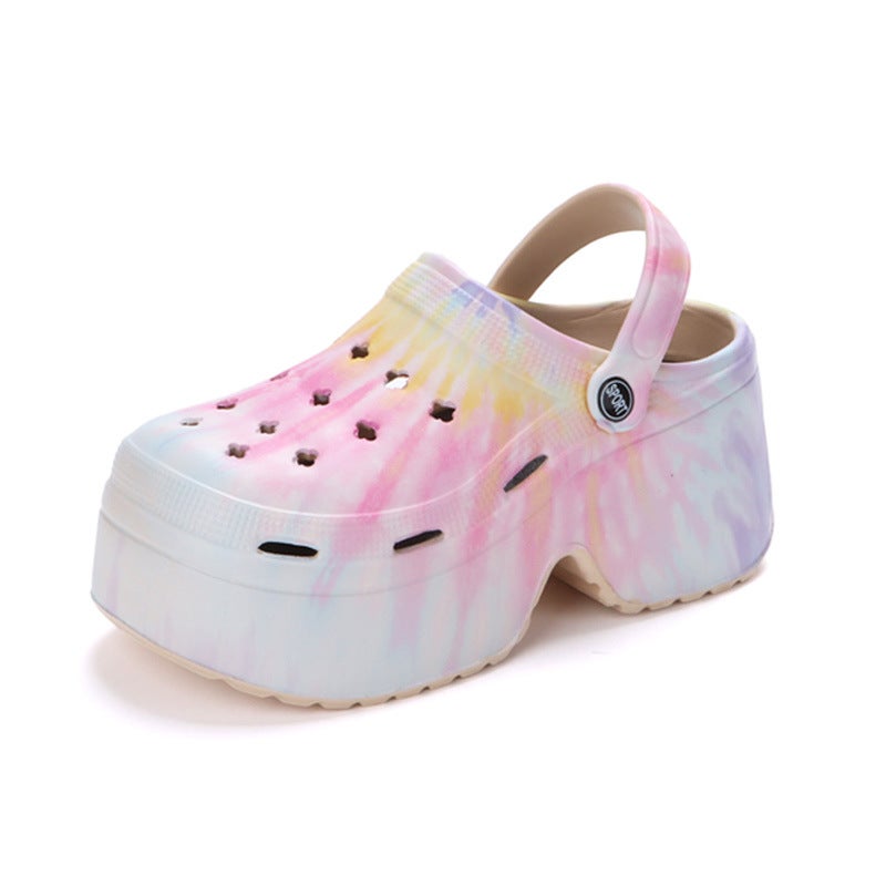 Leopard Print 9CM Thick Sole Womens Garden Clogs Summer Slip-On Silver - Image 2