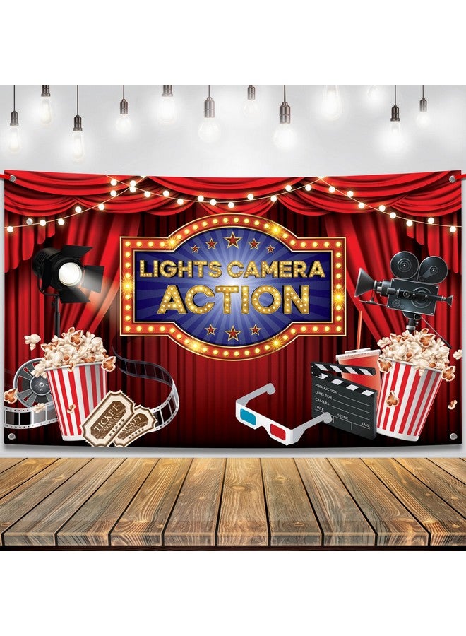KATCHON Xtralarge Lights Camera Action Banner 72X44 Inch Movie Theme Backdrop ; Movie Night Banner For Movie Birthday Party Decorations ; Movie Theme Party Decorations ; Movie Theme Birthday Banner - Image 2
