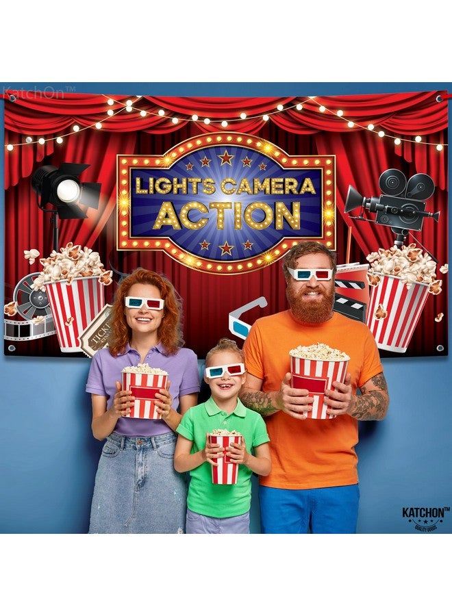 KATCHON Xtralarge Lights Camera Action Banner 72X44 Inch Movie Theme Backdrop ; Movie Night Banner For Movie Birthday Party Decorations ; Movie Theme Party Decorations ; Movie Theme Birthday Banner - Image 3