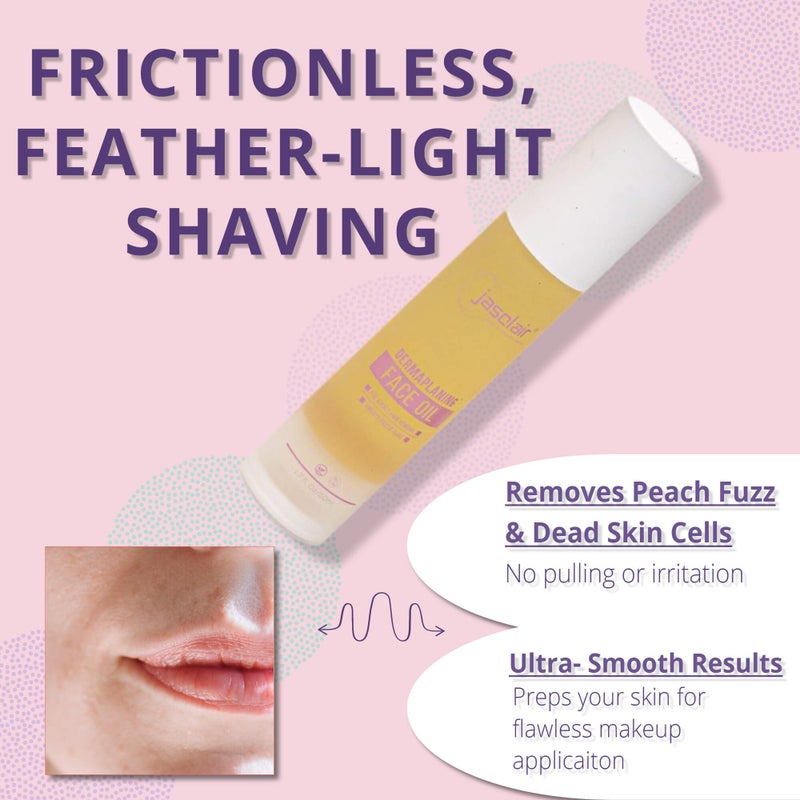 Jasclair Dermaplaning Oil for Women (1.7 Fl Oz) | Pre & Post Shave Oil for Smooth Glide & Skin Protection | Use with Dermaplane Razor for Peach Fuzz | Unscented & Natural - Image 3