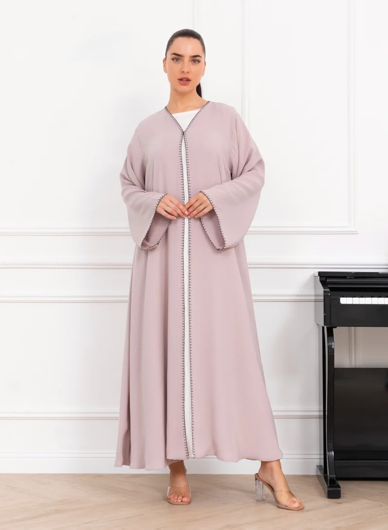 نيكياس عباية شيفون مزدوجة مع تطريز