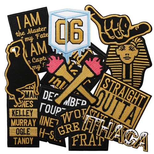 HappFestiv 12 Pcs Alpha Phi Fraternity Iron on Patches Embroidered Applique Clothes Backpacks Hats Pants Jackets Jeans Decoration Party Favors DIY Accessories - Image 1