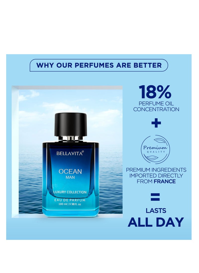 Bella Vita - OCEAN Eau De Parfum for Men (3.48 fl. oz.) | Aquatic Perfume for Men | Notes: Aqueous, Fresh, Orchid, Floral | Family: Citrus, Marine, Woody | Vegan & cruelty free - Image 1