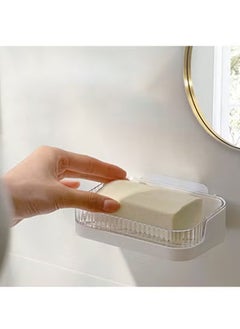 Generic Double Layer No-Punch Soap Rack, Wall-Mounted Soap Tray With drain hole，Traceless Adhesive Soap Holder,Easy Installation ,Bathroom Kitchen Soap Dish,For Shower, Bathroom,  Kitchen  - Image 1