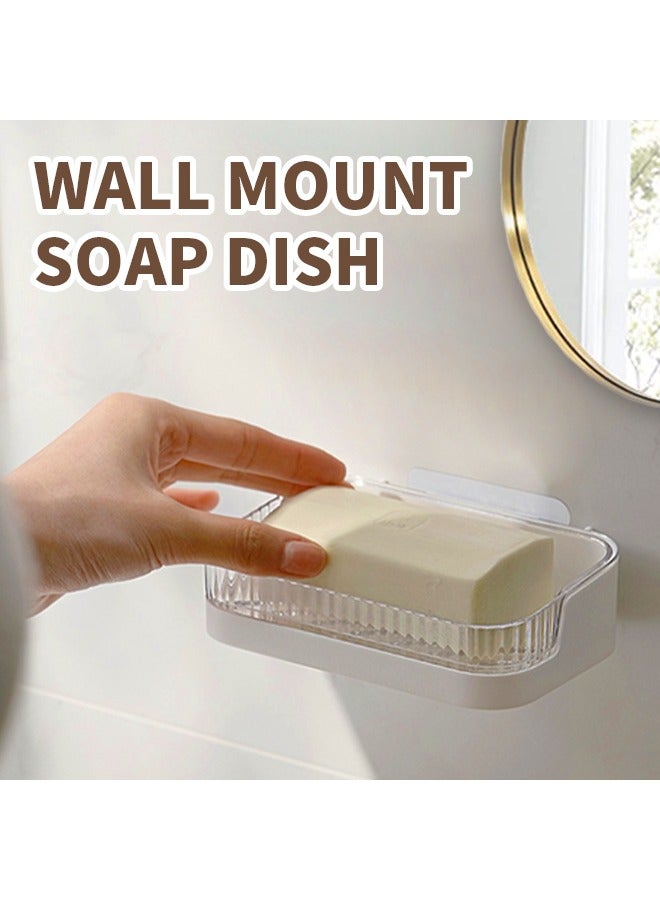 Acrylic Soap Rack Box With Drain, Self-Adhesive Toilet Perfumed Soap Tray Holder Scented Soap,For Bathroom Shower Laundry Room  - Image 3