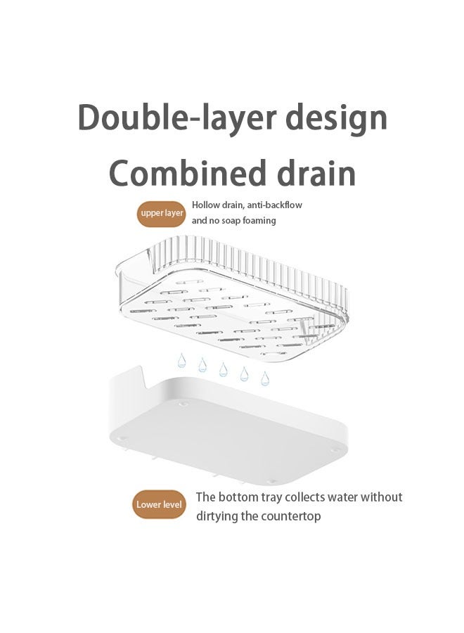 Acrylic Soap Rack Box With Drain, Self-Adhesive Toilet Perfumed Soap Tray Holder Scented Soap,For Bathroom Shower Laundry Room  - Image 4