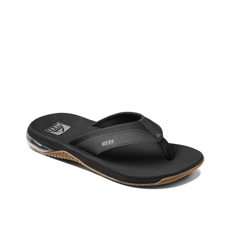 Reef Anchor Mens Beach Flip Flop, Water Friendly, Cushioning Heel Airbag, Black/Silver, 6 - Image 1