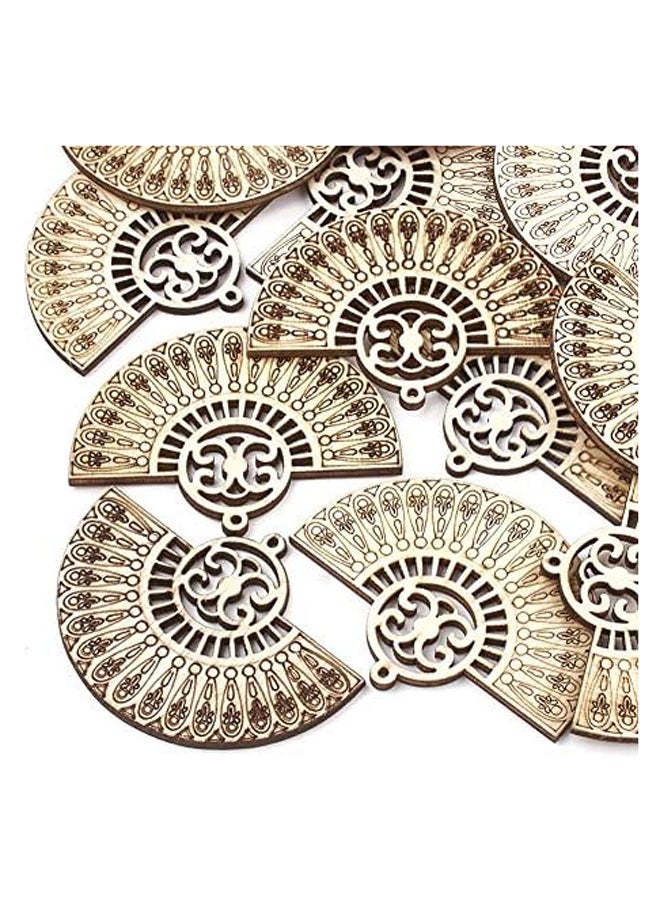 ماركة غير محددة 10 قطع من المعلقات الخشبية المسطحة المجوفة الطبيعية من كيسيتي، مقاس 2.55 × 1.85 بوصة  - Image 2