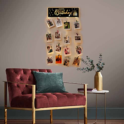 Decorcreed Happy Birthday photo wall hanging memories, hanging photo frames for wall decoration, moments wall hanging photos hanging for wall decoration, photo frames with light (70cm x 36cm) - Image 4