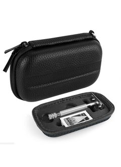 Linkidea Hard Travel Case Compatible with Vikings, Merkur, Shaving Revolution Double Edge Safety Razor, Storage Box Organizer for Safety Razor & Shaving Attachments (Lychee Vegan Leather)  - Image 1