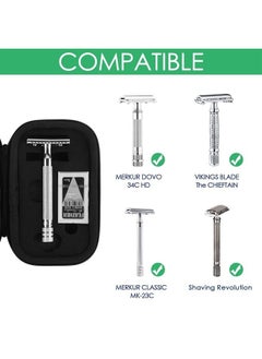 Linkidea Hard Travel Case Compatible with Vikings, Merkur, Shaving Revolution Double Edge Safety Razor, Storage Box Organizer for Safety Razor & Shaving Attachments (Lychee Vegan Leather)  - Image 4