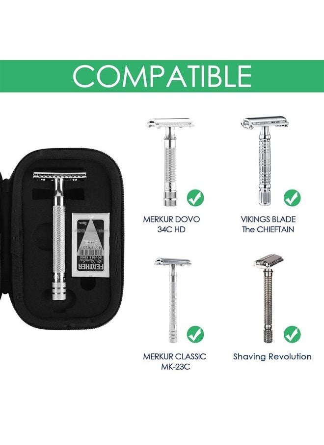 Linkidea - Hard Travel Case Compatible with Vikings, Merkur, Shaving Revolution Double Edge Safety Razor, Storage Box Organizer for Safety Razor & Shaving Attachments (Lychee Vegan Leather) - Image 1
